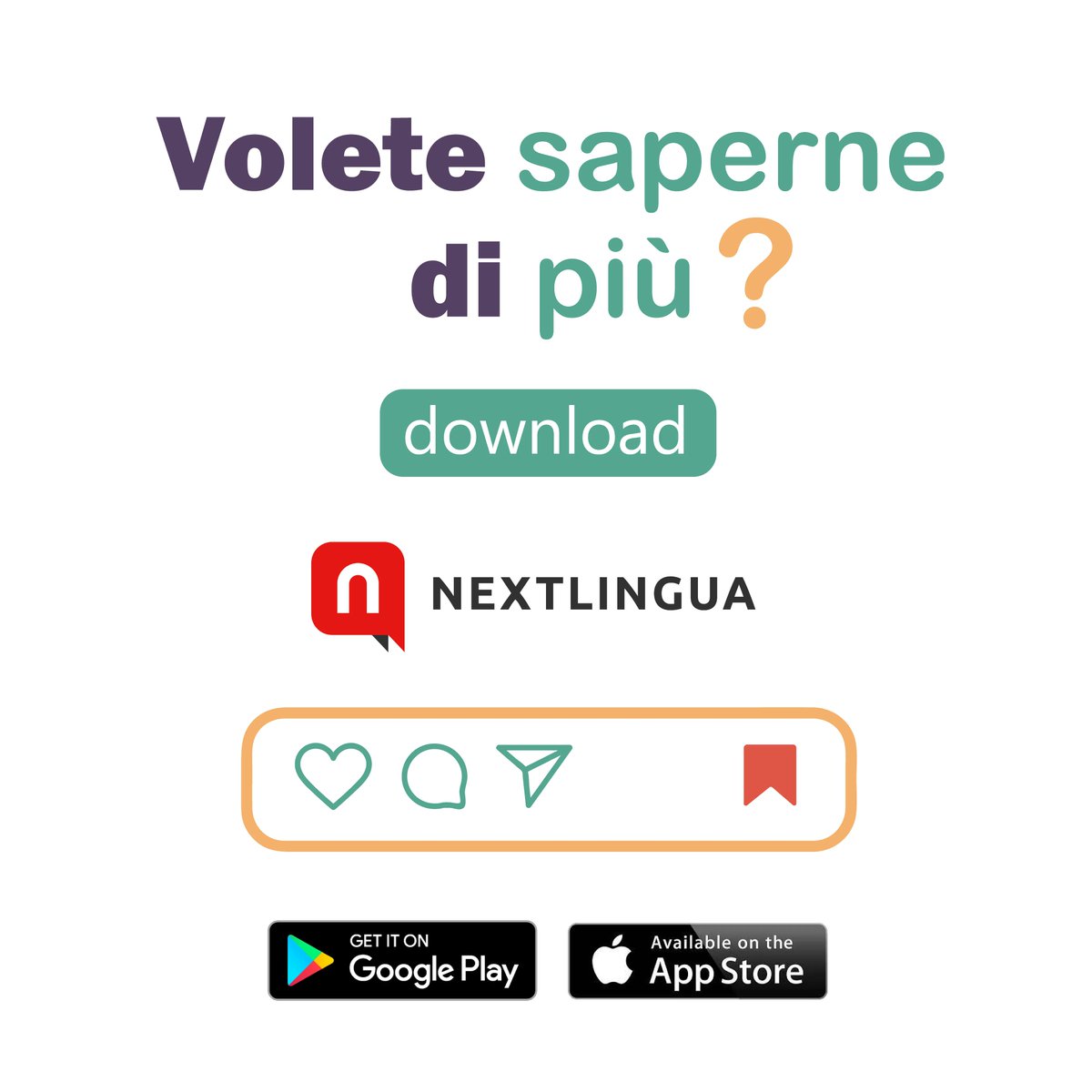nextlinguapp's tweet photo. ¿Conóces la expresión italiana "in una volta"? 🤔 

Si quieres conocer y aprender más expresiones como ésta en tu idioma favorito, descarga la app de Nextlingua en tu móvil. 👇 

📲 iOS https://t.co/5mbp12BrdX 
📲 Android https://t.co/7gInZGmWfO 

#Nextlingua #app https://t.co/hhomTZuIzq