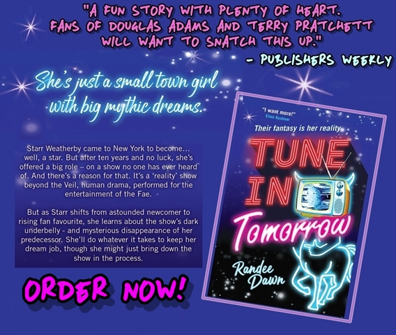 randeedawn's tweet photo. Looking to pick up a "funny as hell" pop culture fantasy at @LibertyConTN ? I've got one for you: my bestselling debut "Tune in Tomorrow"! Get your signed copy from me NOW between 1-4pm in Plaza Room Mezzanine + get a bonus pin and some brownie tea! #BeTheMango π€£ππΊπ https://t.co/K4IWJWyUmN