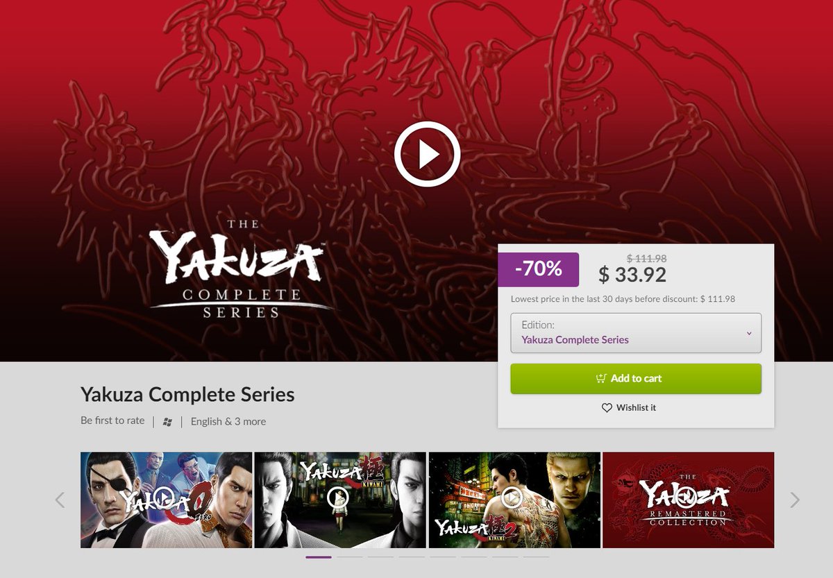 Wario64's tweet image. Yakuza Complete Series (Y0-Y6) is $33.92 on GOG bit.ly/3XglpXX #ad 

games also available separately bit.ly/3NbdaId