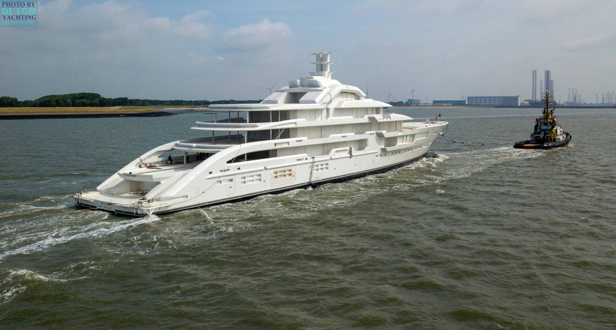 Dutchyachting's tweet photo. #AmelsHolland's largest project, the 120m/ 394ft Project Signature (#Amels477) arrived from Damen Galati (Romania) in #Vlissingen today. The yacht will be Holland's largest motoryacht when completed in 2025. Photos by @DutchYachting.
#projectsignature #DamenYachting #Gigayacht https://t.co/UFVPGTbWyA