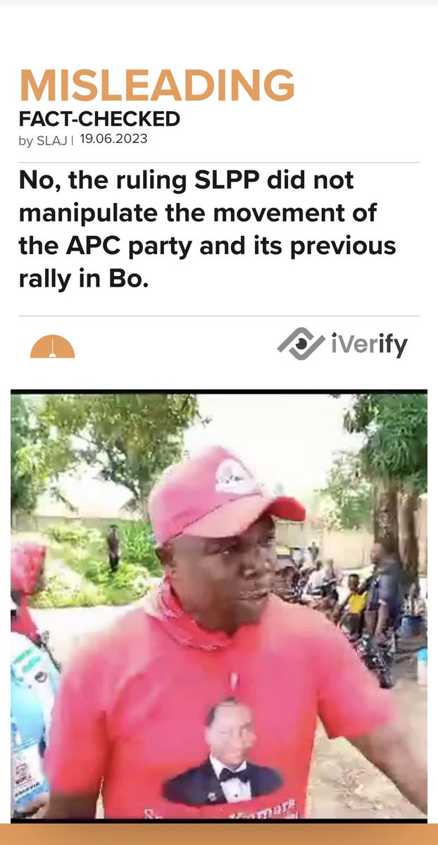 SLAJ_Salone's tweet photo. No, the ruling SLPP did not manipulate the movement of the APC party and its previous rally in Bo.

@UNDPSierraLeone @UKinSierraLeone @eueomsl2023 @EUinSierraLeone @bbcmaSL @PresidentBio @samurakamara201 

https://t.co/ZLpgoFvvM0 https://t.co/z9fStUsndP
