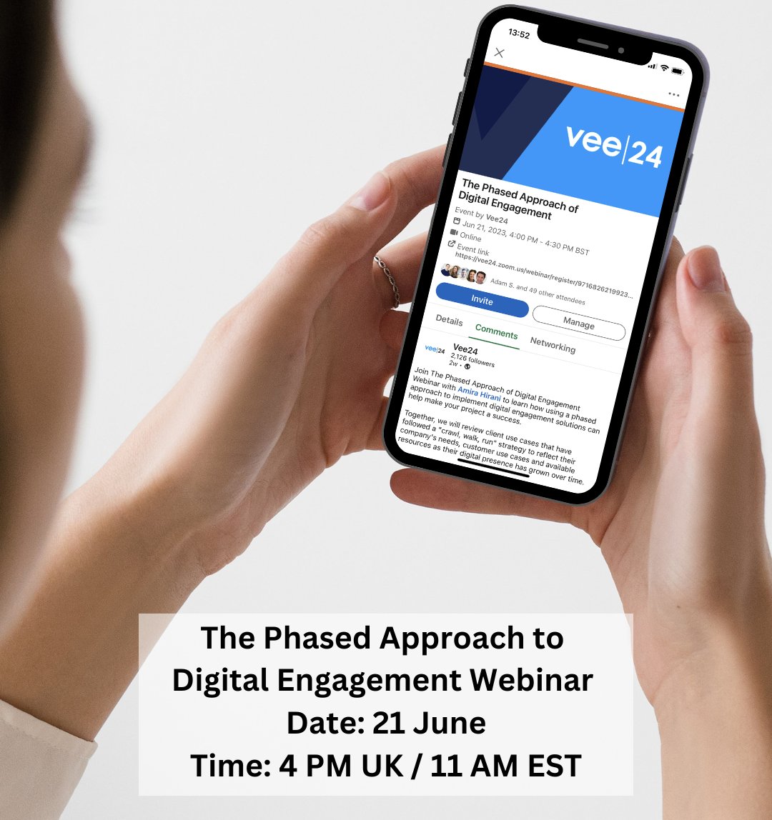 Vee24's tweet photo. 3 DAYS TO GO! ❗️⏰

Join us at our next webinar this Wednesday to learn our proven strategy for Digital Engagement!

The link to Register  ⬇️
#webinar #digitalengagement #cx #digitialtransformation https://t.co/aLBjBruFS9