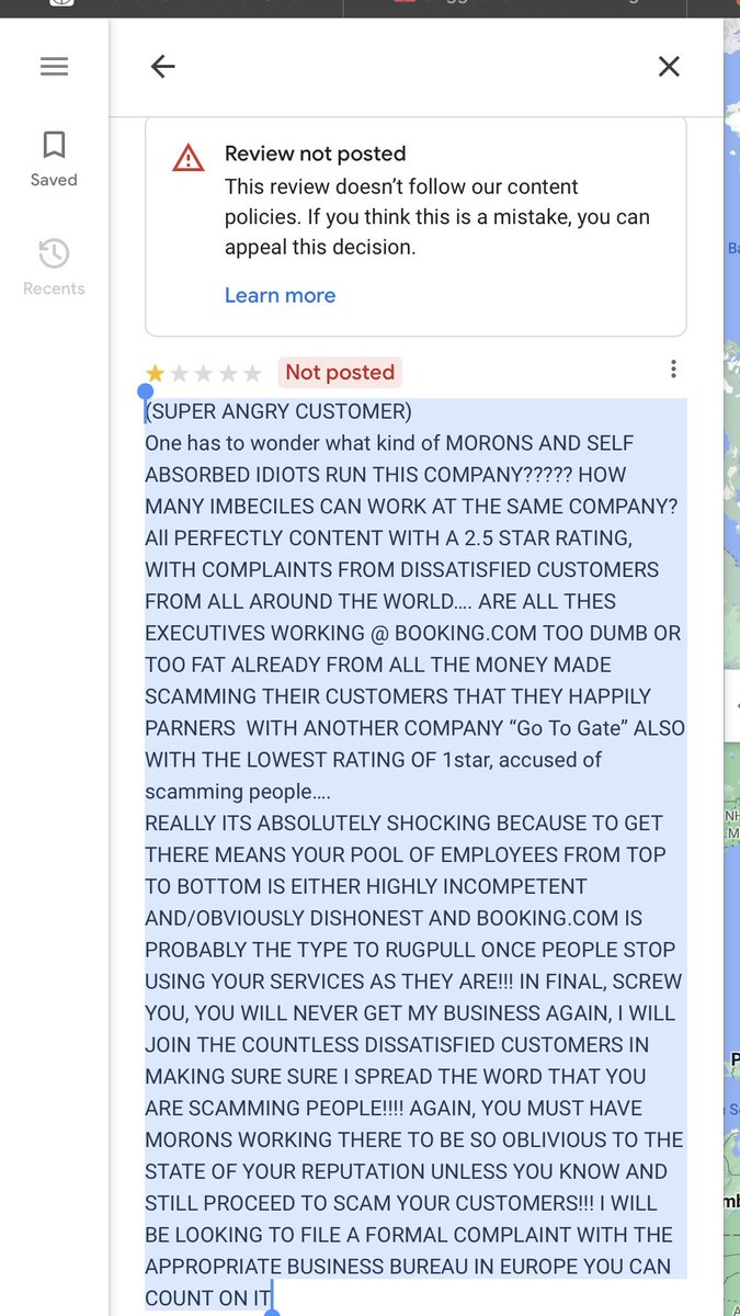 KickAssDumpling's tweet photo. @bookingcom Oh so you censored my Google review huh, 🤡 STAY AWAY FROM https://t.co/FGKF0mjyBy #Scammers #Fraud #BadBusinessPractice #EvenWorseRatings https://t.co/9mqv6Qzsu3