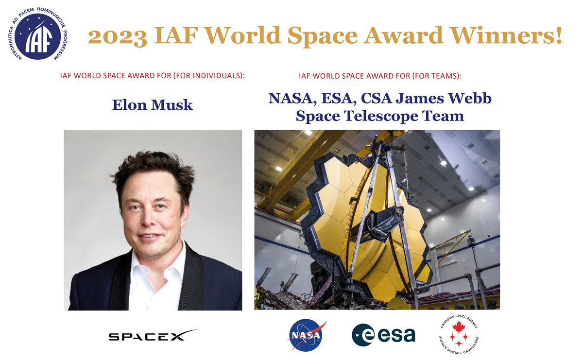 IAF on Twitter "Congratulations to the 2023 IAF World Space Award