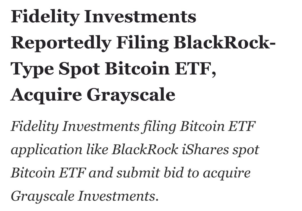 Fidelity Investments Reportedly Filing BlackRock-Type Spot Bitcoin ETF,  Acquire Grayscale