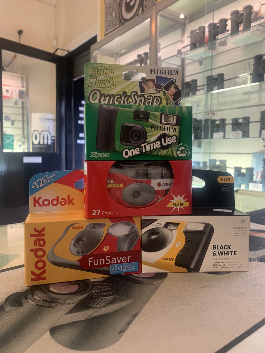 mccameras's tweet photo. Typical you wait almost a year for disposable cameras and 4 turn up at once. We have good stock of all 3 but they won’t last long. https://t.co/9qSMIfXWlr