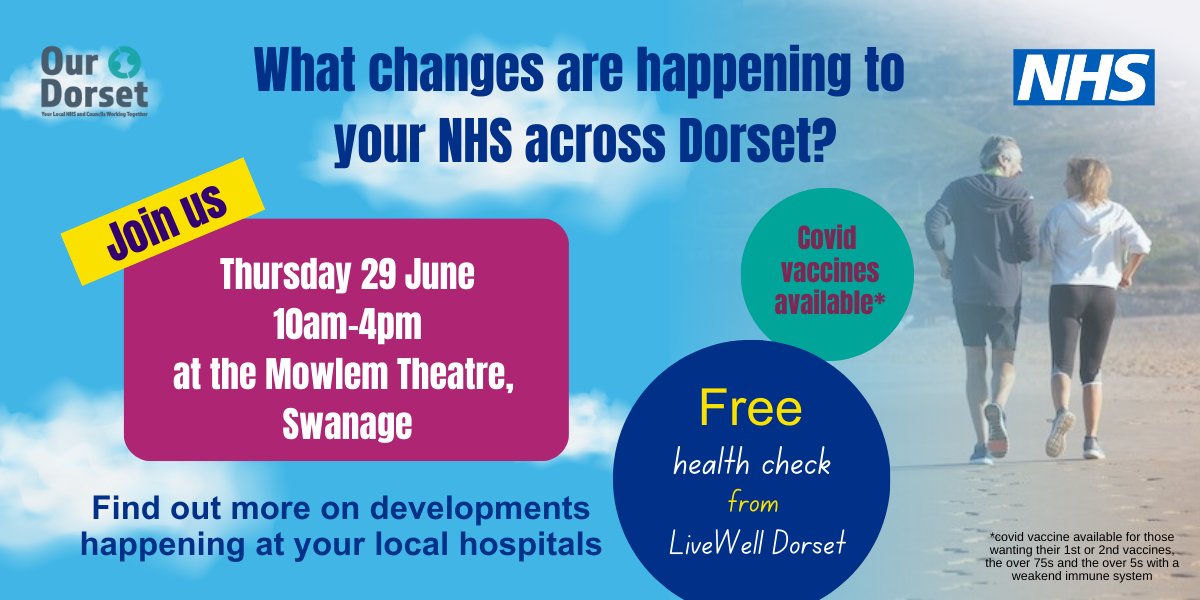 UHD_NHS's tweet photo. Not long to go until our free health information event takes place at the Mowlem Theatre in Swanage.

It's a great opportunity to get all the latest news about #TeamUHD and your local hospitals, as well as talk to reps from @LWDorset.

🔗 https://t.co/eNUcwnvRKc https://t.co/edi8mnUA9M