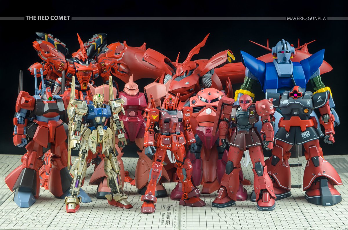 maveriqZERO's tweet photo. THE RED COMET MOBILE SUITS
(missing Zaku II)
#bandai #gundam #mobilesuit #gunpla #mastergrade #re100 #gffmc
#zakui #casvalgundam #zgok
#gelgoog #zeong #rickdom
#rickdias #hyakushiki
#sazabi #nightingale
#charazanable #casvalremdeikun
#quatrobajeena #redcomet
#zeon #neozeon #aeug https://t.co/mpivwL6nKO
