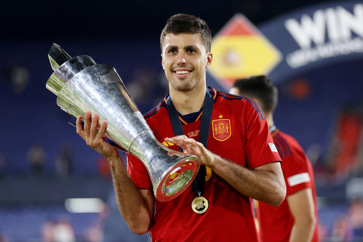 premierleague's tweet photo. Rodri's season full of silverware 🤩 https://t.co/f31HYhLAYE