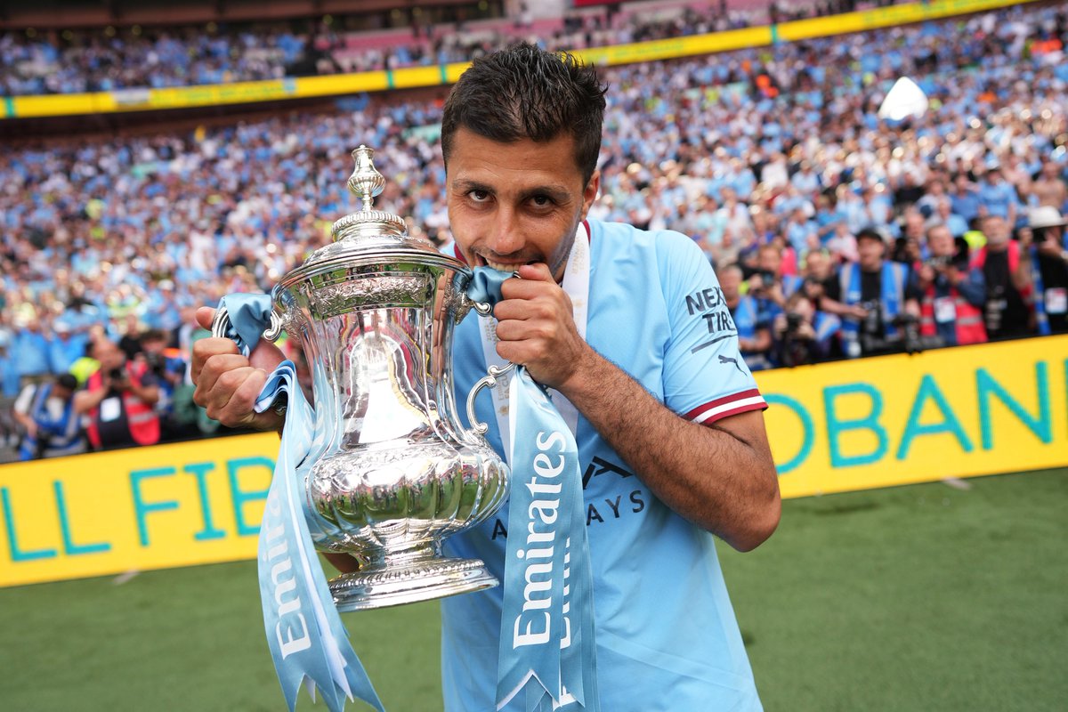 premierleague's tweet photo. Rodri's season full of silverware 🤩 https://t.co/f31HYhLAYE