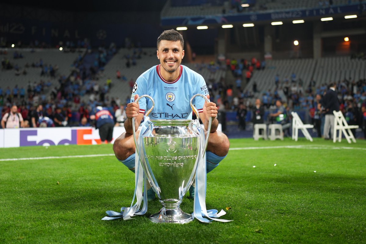 premierleague's tweet photo. Rodri's season full of silverware 🤩 https://t.co/f31HYhLAYE