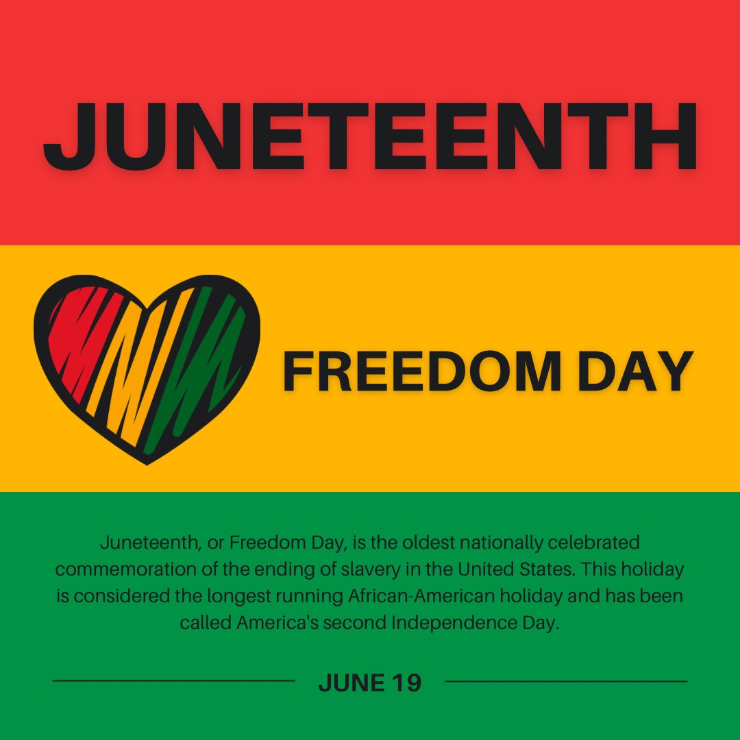 Happy Juneteenth! Juneteenth, or Freedom Day, is the oldest nationally celebrated commemoration of the ending of slavery in the United States. Enjoy the celebrations on this beautiful day!

#juneteenth #freedomday #equality