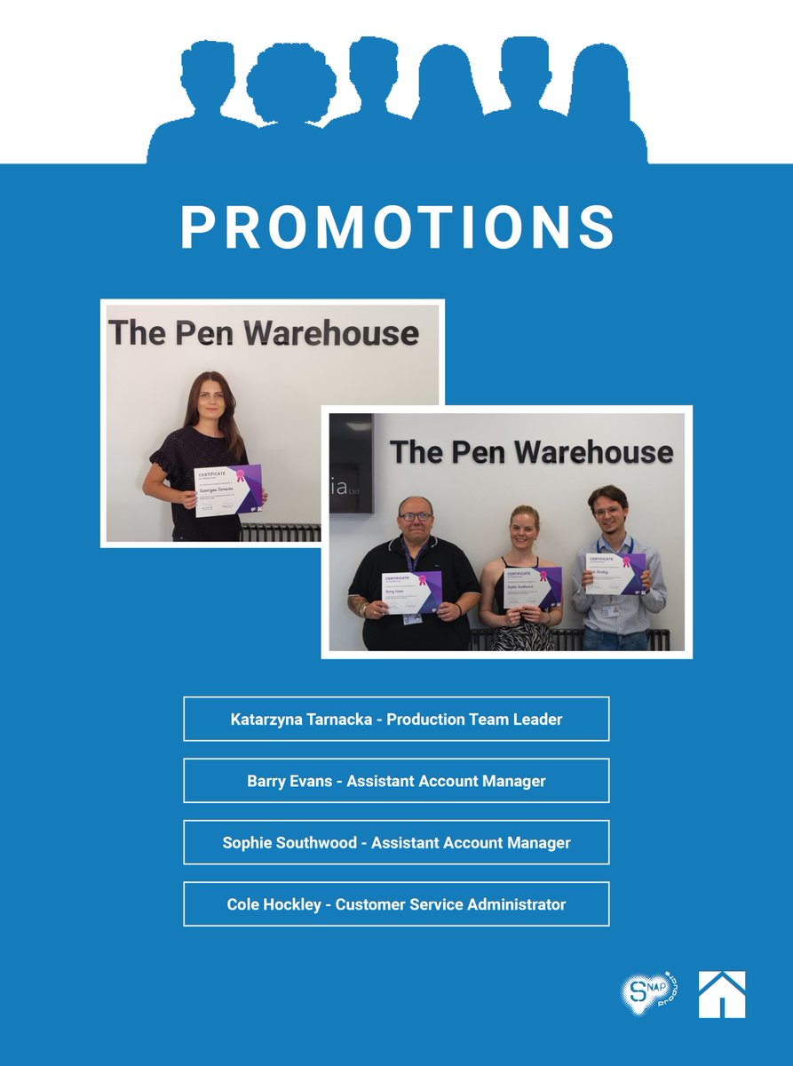 🎉👏 Congratulations to our outstanding employees on their well-deserved promotions! 🎉👏

🌟 Barry Evans - Assistant Account Manager
🌟 Sophie Southwood - Assistant Account Manager
🌟 Cole Hockley - Customer Service Administrator
🌟 Katarzyna Tarnacka - Production Team Leader
