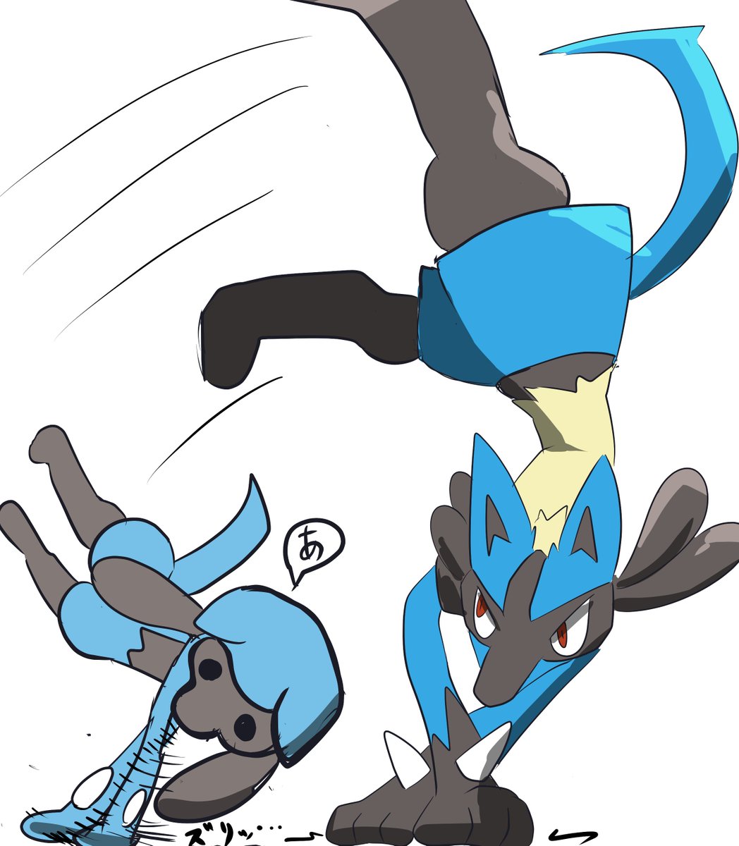 lucario pokemon (creature) handstand furry blue fur simple background white background yellow fur  illustration images