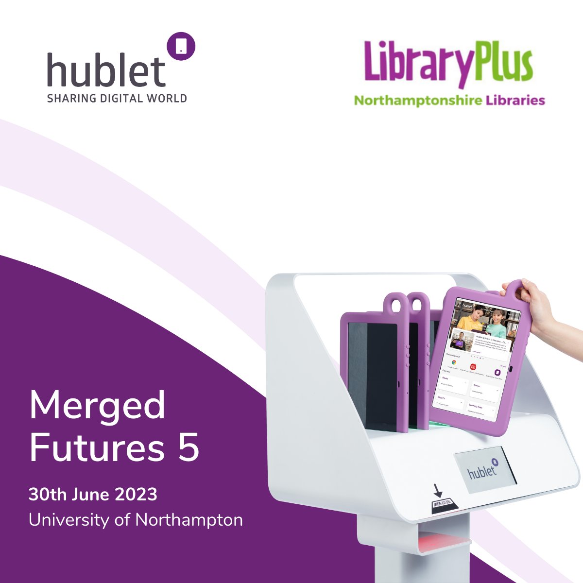 TheHublet's tweet image. Come and join us at the #MergedFutures5 event with Hublet!   
During the event, Hublet will join @Library_Plus to present their vision of the future for libraries.

 🇬🇧 Merged Futures 5
  30th June 2023
  University of Northampton, UK
 
  See you there!

#librarytech