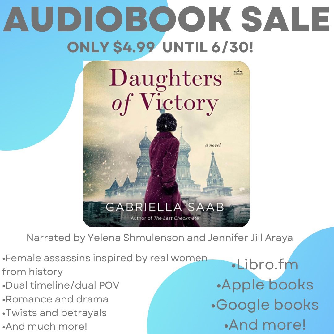 GabriellaSaab_'s tweet photo. #DaughtersofVictory is on #audiobook sale! 🥳 #historicalfiction listeners, grab this deal through 6/30 everywhere except Audible (sorry!) - please leave reviews! Thank you! 🎧❤️🔥
Get yours: https://t.co/SlTQ8irJDh
@librofm - https://t.co/Xms2oOzzUi https://t.co/fnfs1kuhFt