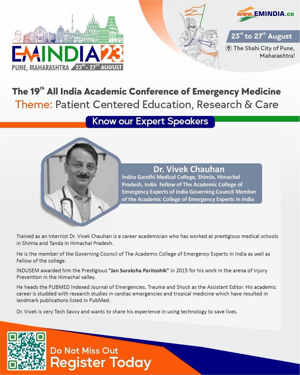 EMIndia2024's tweet photo. "The Voice of India is the Pride of India"
is the decorated Theme of Professor Dr. Praveen Aggarwal National CME.

Know our distinguished speakers.
@chauhanshimla

Do not miss on top academics! 
Register today! 

Link: https://t.co/lQujjhe28l https://t.co/P8mHMTaQMm