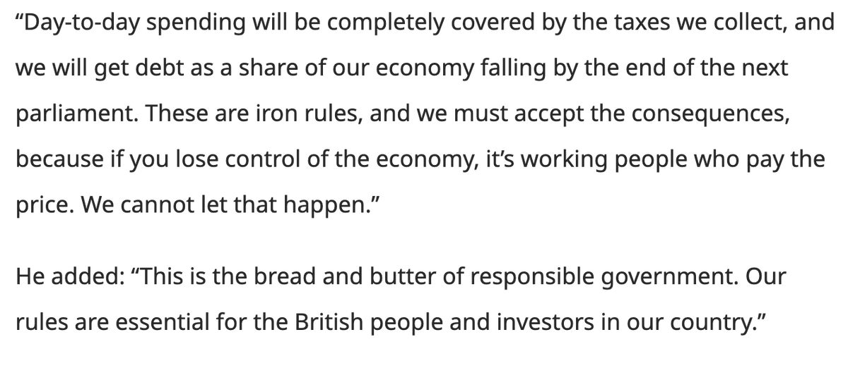 This is literally just austerity though isn't it. Like explicitly he is proposing austerity. And the bizarre line about investors, as though the UK economy would be utterly prostrate without some external class of beneficiaries. It's just totally mental.