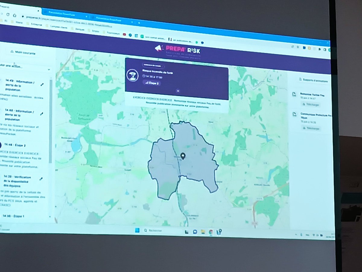 Un feux de forêt en cours à Montreuil sur Ille ? Non, mais un exercice virtuel à destination des élus pour tester notre plan communal de sauvegarde ! 
En lien avec @PrepaRisk