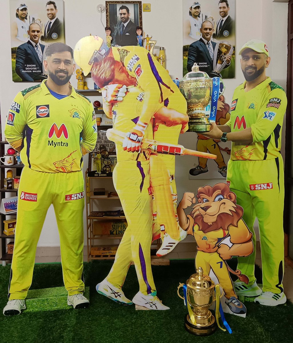 Super Fan @PraveenBalusu1 from Hyderabad Placed a Cutout of the Iconic Moment from #IPL2023Final at his home !! 💛🔥

This Moment will forever be etched in our Hearts !! ❤️

#MSDhoni | #WhistlePodu | #CSK
📸: IPL / BCCI