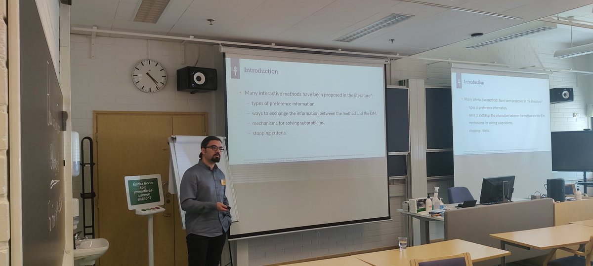 MultiobjectiveG's tweet image. Next, we have Bekir Afsar (@BeAfsar ) with his talk on "Latest advancements in assessing and comparing interactive multiobjective optimization methods"! #desdeo23