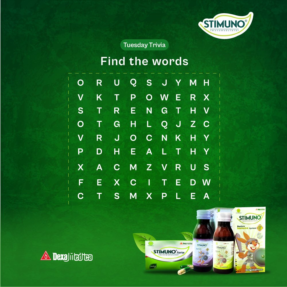 Find the Stimuno-related words in this Tuesday trivia to win a reward. Open to five lucky winners who will be chosen at random.

#Stimuno #healthylife #immunesystem #healthyhabits #immunebooster #healthylifestyle #trivia