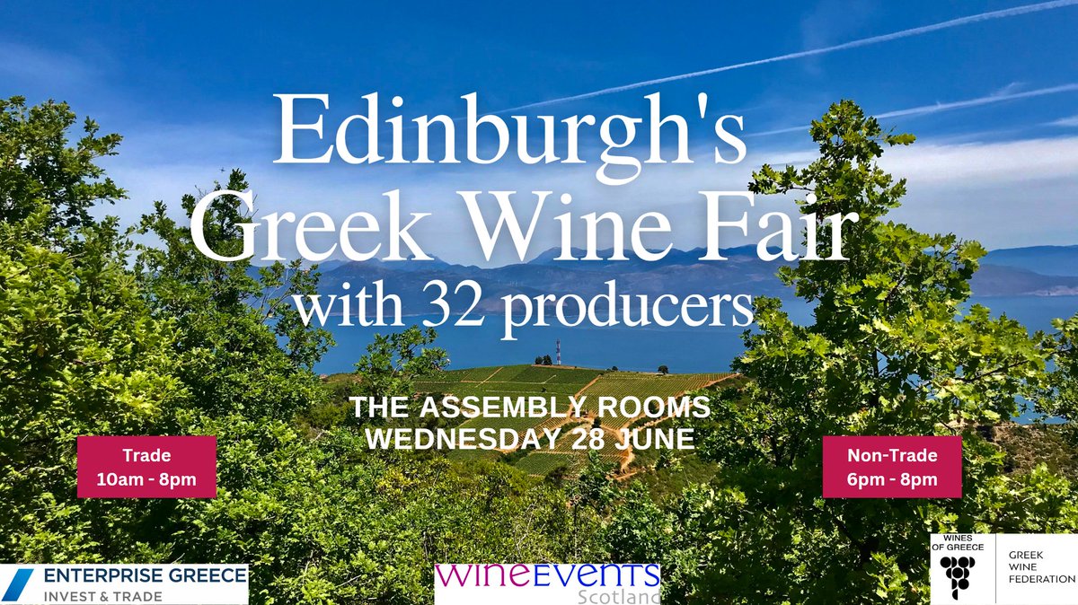 Just over a week to go until 32 Greek Wine producers arrive in Edinburgh.  Are you joining us?
Trade bit.ly/GreeceTradeTas…
Non-Trade (wine enthusiasts) bit.ly/GreekWineFair