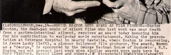 Well, #Damfino, this is interesting.
#BusterKeaton with #JesseLaski receiving a #GeorgeAward for his contribution to early-day movie entertainment.