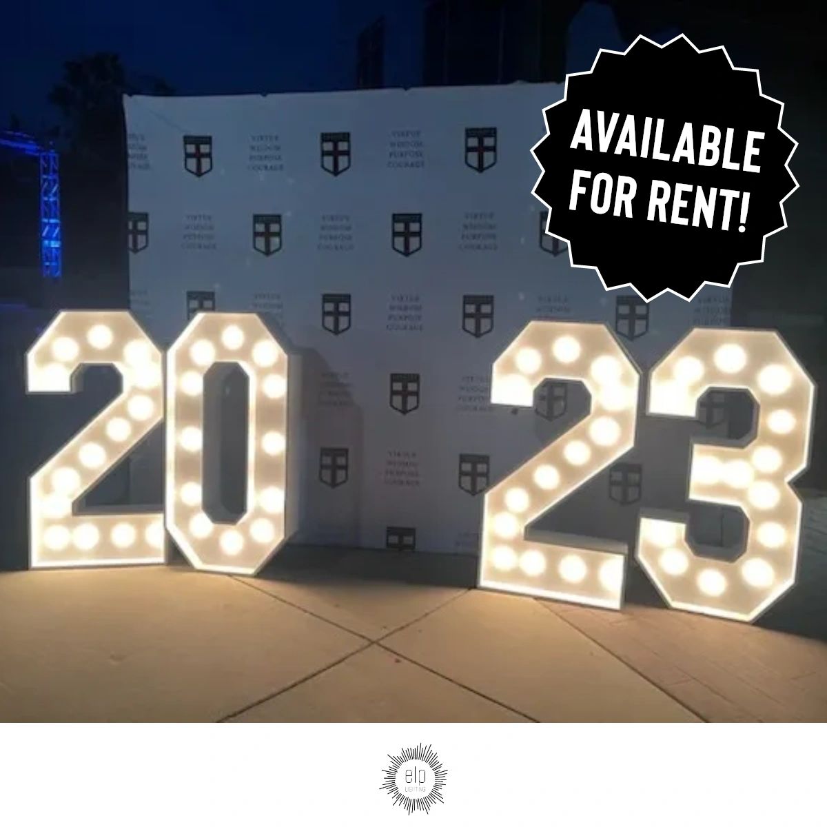 entlightprod's tweet image. Planning a celebration for graduation? Our “2023” numbers are perfect for your event! Contact us today by visiting elpevents.com. #EntertainmentLightingAndProduction #LightingSoCal
