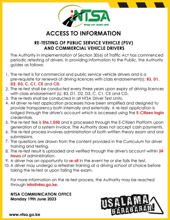 NTSA KENYA tweet media