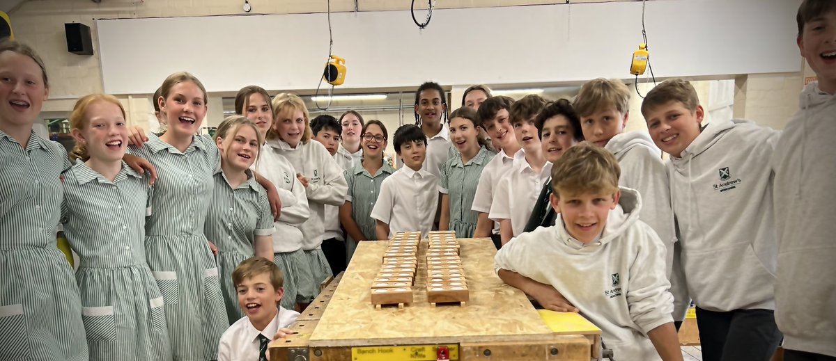 DesignBradfield's tweet photo. What a great day with the #year8 #leavers from @standrewsberks it was a pleasure to have you In our wonderful #design department. #bridgebuilding and #tlight holder making. #education #DTchat #problemsolving #teamwork https://t.co/2fiFqfSqqk