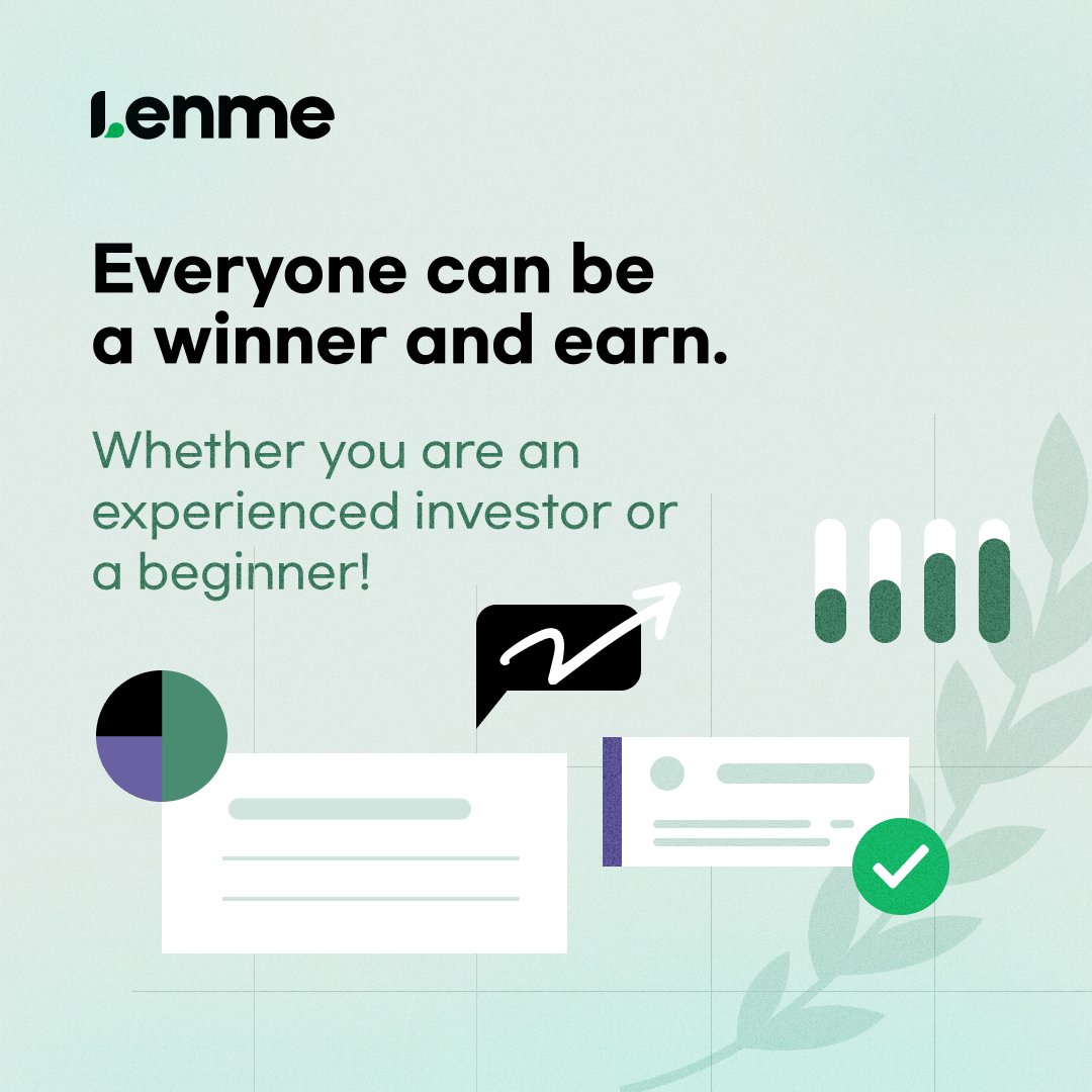 lenmeapp's tweet photo. Whether you are an experienced investor or a beginner! Everyone can be a winner and earn with Lenme. Don’t waste your money on savings and start growing it by setting your own interest rates.
#Fintech #Lenme #Investing #Borrowing #P2PLending https://t.co/BkKKyeslaw