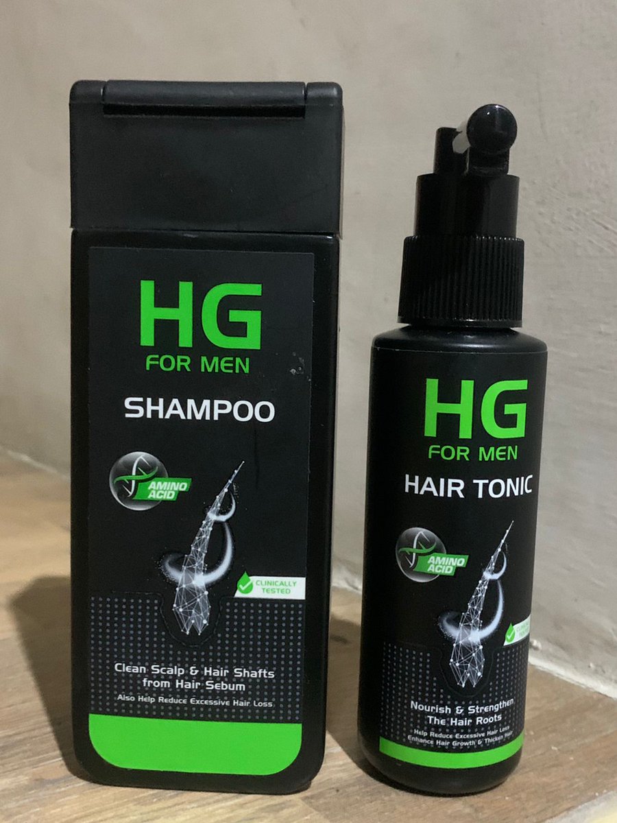 GunTuRZ's tweet photo. Asli rambut gw jadi gak rontok trus akaar nya berasa kuat gak cepet kecabut WANGI 😍😍….  Kalian ASLI Mesti coba SHAMPO &amp; HAIR TONIC HG FOR MEN @hgmensgrooming guys.. asli KETJE BADAI. 

Nih link nya buat yang mau beli https://t.co/KF1A83MlMu https://t.co/C8UCChgwhP