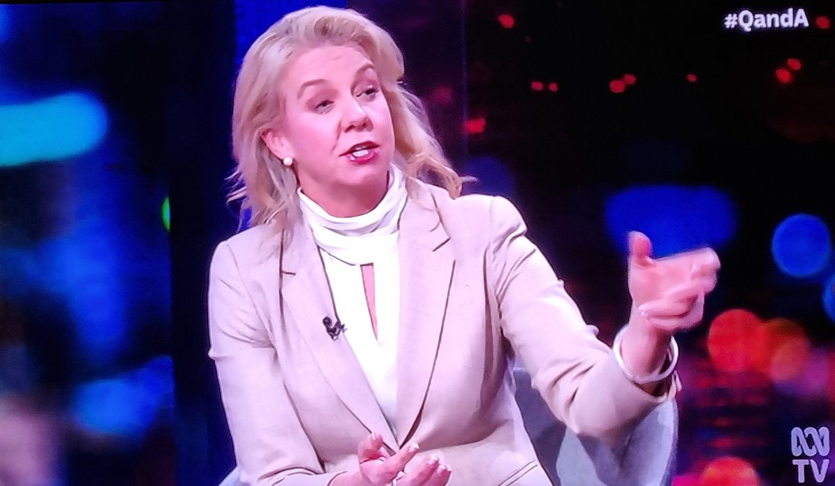Some utterly mind-boggling & vacuous dialogue from Bridget McKenzie on #QandA. From atrociously justifying Katy Gallagher being hounded about Higgins, to her disdain for Drag Queens, NDIS ignorance & witless questions to Bill Shorten. Australians deserve better than this. #auspol