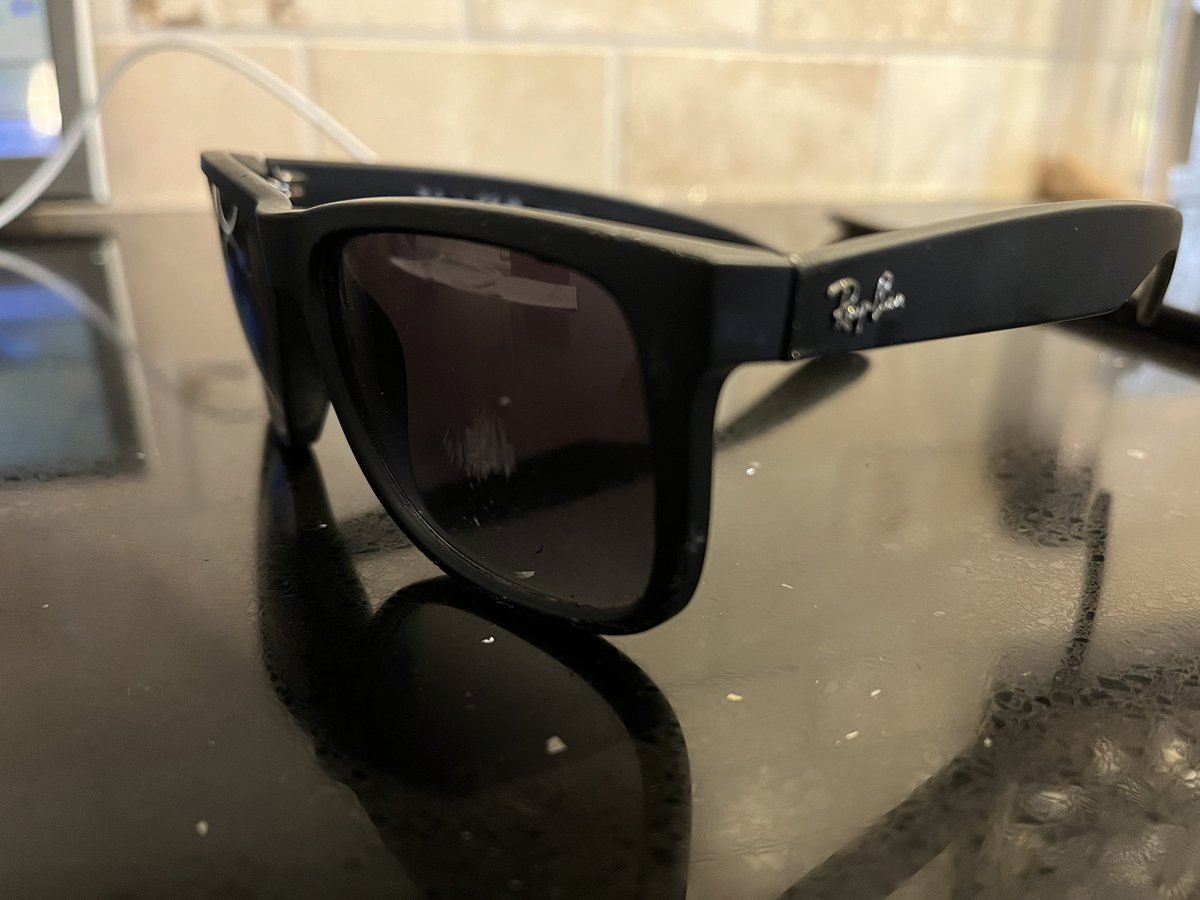BennyJimmy's tweet photo. @ray_ban my new Justins saved some of my face! Who knows what I’d look like w/o shades and a helmet - much worse, no doubt. The lenses and frames are pretty scratched up, so there’s a new pair in my near future. Not thrilled to be out the $200, but grateful for what I did save 😎 https://t.co/buyPnobfoH