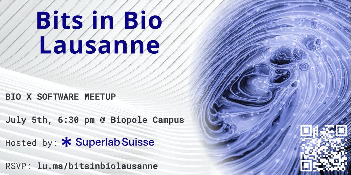 Happy to announce the next @bitsinbio Switzerland afterwork taking place in two weeks on July 5th at @BiopoleLausanne hosted by Superlab Suisse!

​We provide pizza and drinks - you bring cool topics to discuss 🍕🧬💻

RSVP here: lu.ma/bitsinbiolausa…