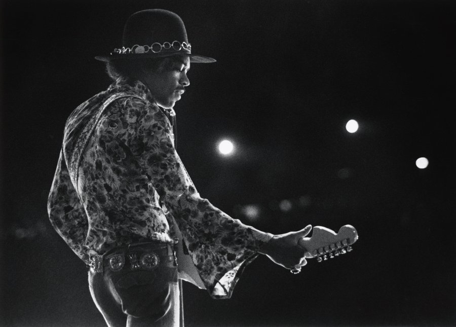 Jimi Hendrix at Woburn, 1968. Photo by Barrie Wentzell.