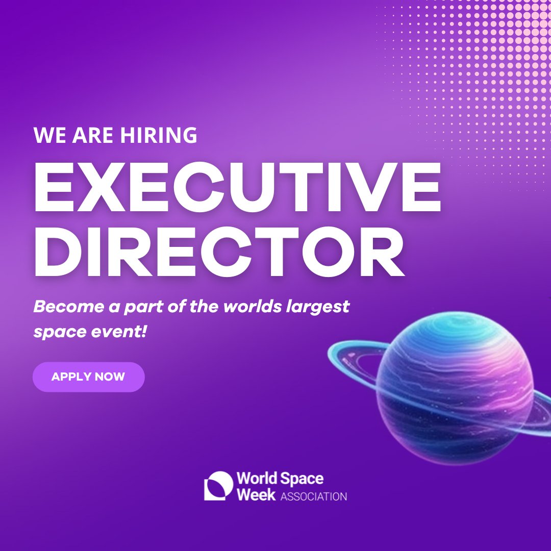 📢 World Space Week Association is Seeking a New Executive Director🚀
If you're passionate about space education, have a knack for leadership, and are ready to make a global impact, we want to hear from you!
Visit our website lnkd.in/dnbG9Qfh for more details &amp; to apply