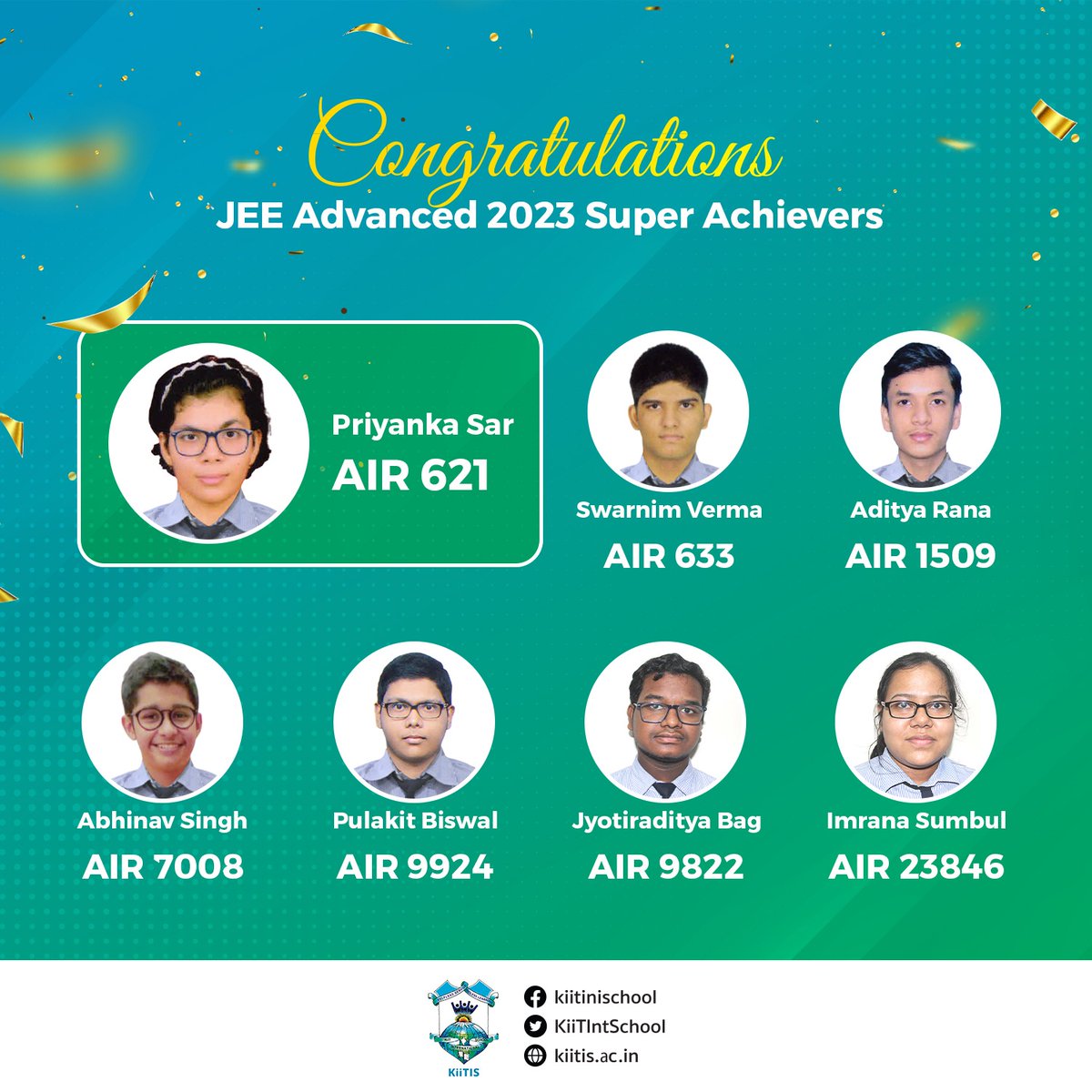 The 2023 JEE Advanced Results are out!

Big Congratulations to all the super achievers from KiiTIS.

#KiitIS #Achievement #JEE2023