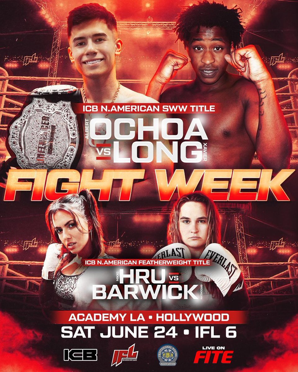 Triller_TV's tweet photo. It's @theiflofficial FIGHT WEEK!!!🔊🔊
🏆 @ICBChampionship gold will be on the line when #AlbertOchoa and #XavierLong clash in the main event.
See it LIVE this Saturday on #FITE
▶️ https://t.co/YfMhMcw34f https://t.co/l8KBTTH6uW