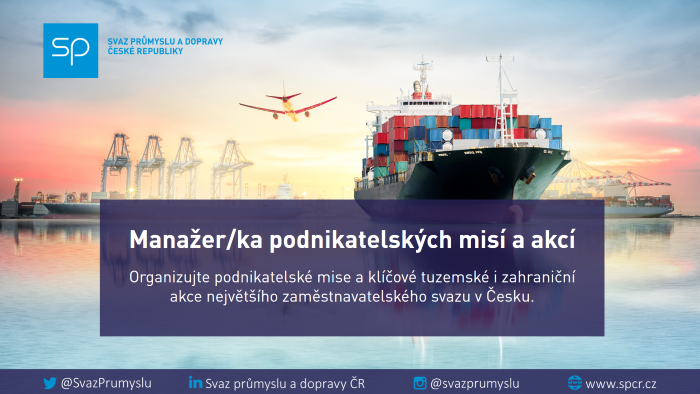 SvazPrumyslu's tweet photo. Baví vás mezinárodní vztahy a byznys? Rádi organizujte velké a prestižní akce a události? Pak možná tahle nabídka zaujme právě vás. Na pozici manažera/ky podnikatelských misí hledáme energického člověka, který mj. ovládá angličtinu a další světový jazyk. https://t.co/GcksN8KjOf https://t.co/N0itkP804b