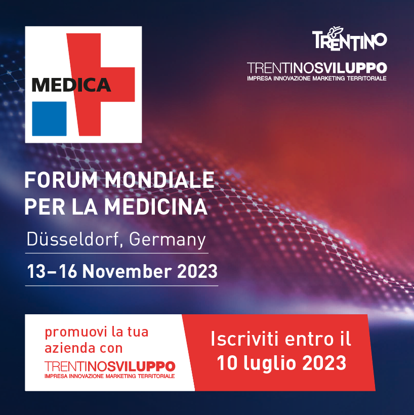 TnSviluppo's tweet photo. ⚕️Il Trentino a @MEDICATradeFair: scopri di più sulla nuova opportunità per imprese #lifesciences trentine promossa da #trentinosviluppo nell'ambito del nuovo cluster #Science4Life. 
Dedline per le aziende: 10 luglio 2023 
Info sul bando 🖝 https://t.co/3T1wxDQ02j https://t.co/viv2ij2sXk