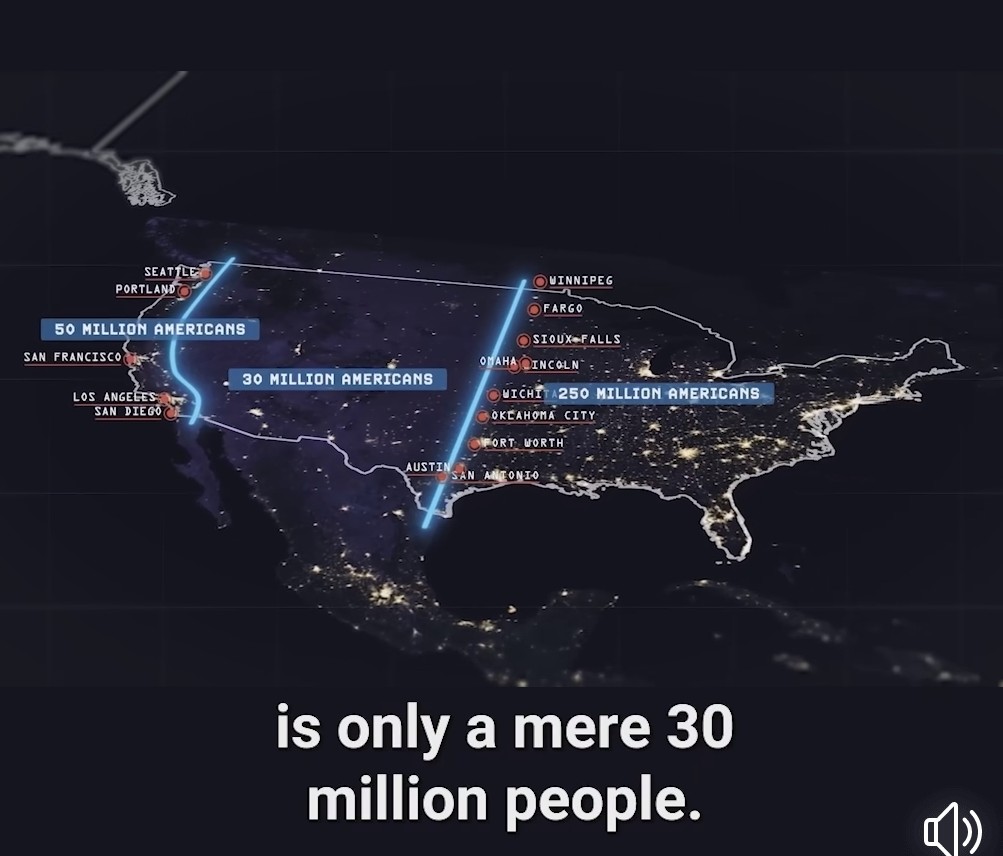 KiranKS's tweet photo. Less than 10% of the Americans live between the Pacific states and the center of America (98th Meridian).
Lack of rainfall is the primary reason for this empty 1/3rd which is comparable in size to most of Europe!
#RealLifeLore https://t.co/vNqzKAqj0p