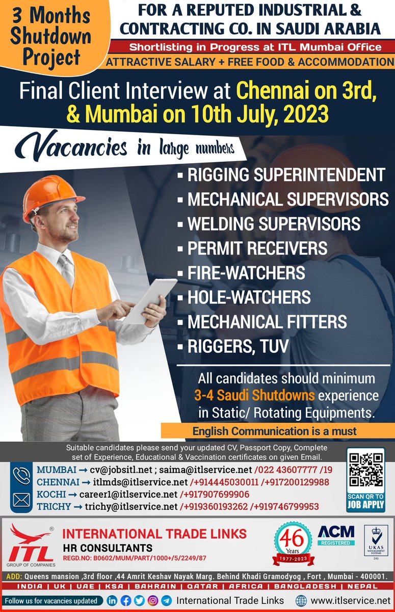 gulfjob8's tweet photo. JOB VACANCY FOR #saudiarabia

#shutdownjobs #shortterm #rigging #supervisor #mechanical #permit #firewatch #holewatch #fitter https://t.co/JcHRBIo62B