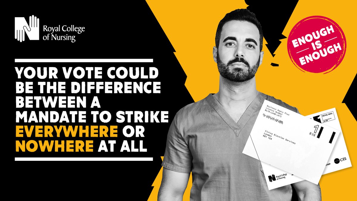 The stakes are high in the #RCNStrike ballot. Wherever you stand on striking, it is essential you vote.  

If you do one thing this #RCNDayofAction, post your ballot back and ask all your colleagues to do the same.