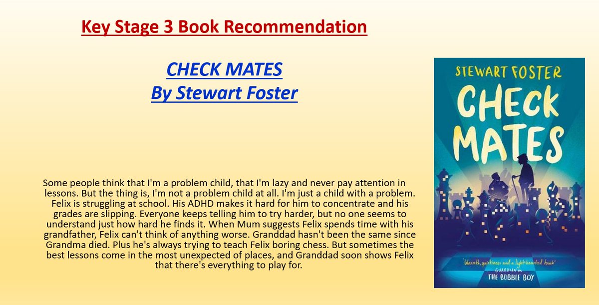 Book recommendation for KS3
#WeLoveBooks #TeamChalfonts