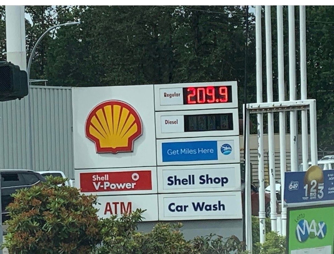 BC gas prices after 8 years of Trudeau &amp; the NDP. 

Now, they want to raise their carbon tax from 14 cents a litre to 61 cents a litre.