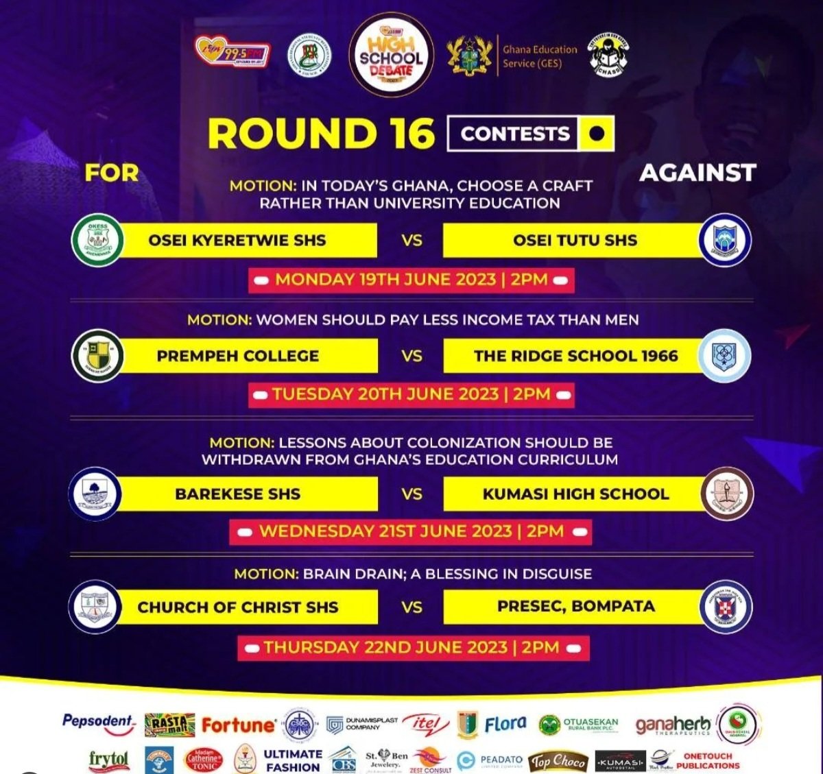 Kumasi_High_Sch's tweet photo. We begin our title defense on 21st June 2023 against Barekese SHS. Join us at the Christian Service University College as we begin #Operation_BackToBack
#Mmerante3 #Action https://t.co/qQSVcH8hIa