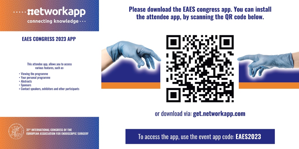 EAES_eu's tweet photo. Have you downloaded the congress app yet? Always have the latest programme available via the EAES network app. Download now in your appstore or via https://t.co/Tf4rjbBfn1. App code: EAES2023
⁠
#EAES #EAES2023 #CongressApp #Networkapp https://t.co/cyvlVmVqCC