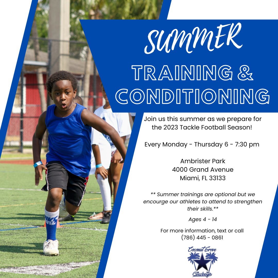 HAPPENING NOW: Summer Training
#YouthFootball #Optimist #Miami #CoconutGrove #CGCowboys